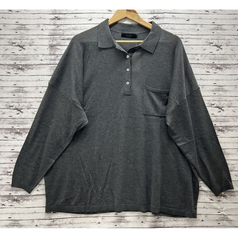 Truth by Republic Polo Shirt Men's XL Gray Wool Blend READ DESCRIPTION*